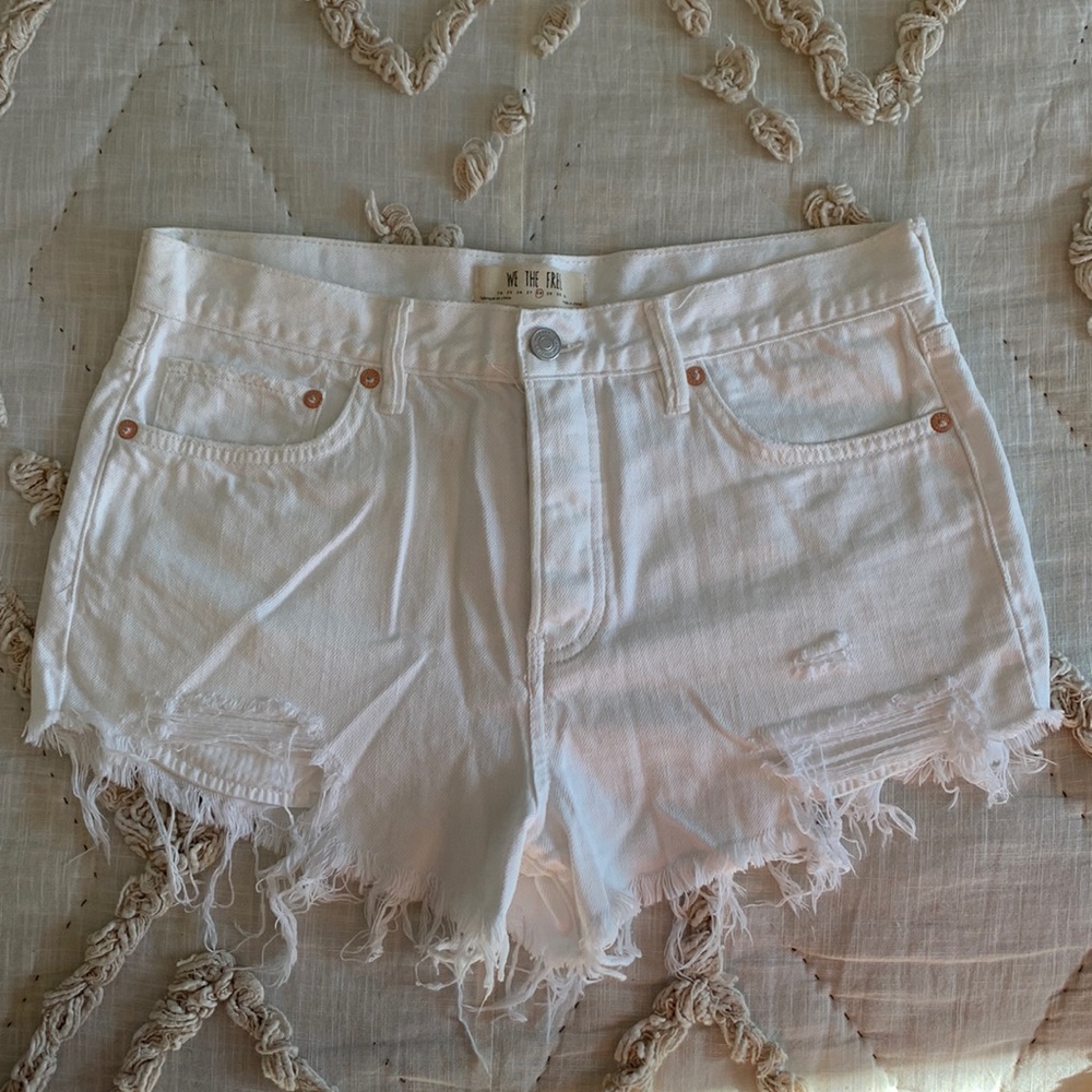 Free People White Jean Shorts
